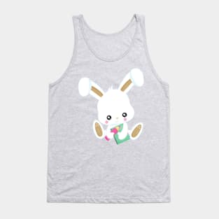 Bunny Going To School, Cute Bunny, Books, Pencil Tank Top